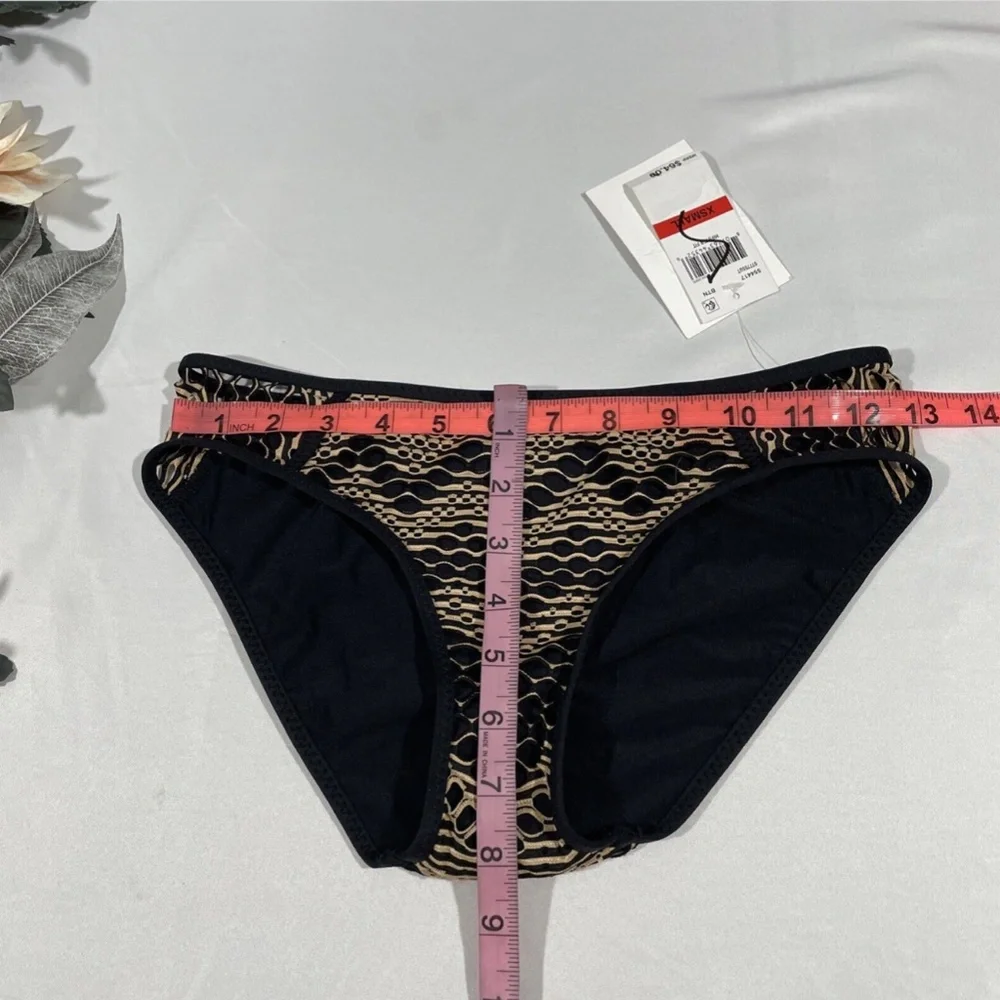 NEW Becca [‎ XS ] Reveal Hipster Bikini Bottoms in Black/Tan